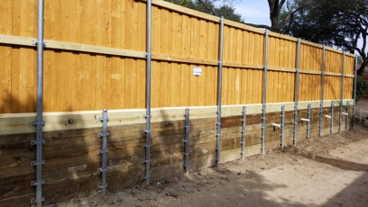 Board on Board w/ Wood Retaining Wall