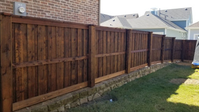 Board on Board w/ Topcap, Brick Retaining Wall, Boxed Post & Cover