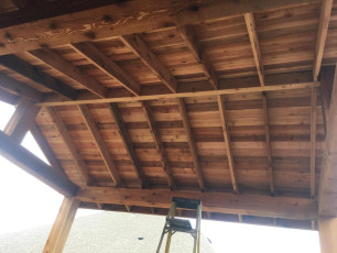 Standard Pergola underside w/ Posts, Headers, Rafters